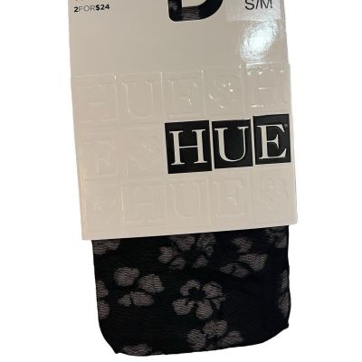 NWT HUE Open Floral Tights Size M/L Black